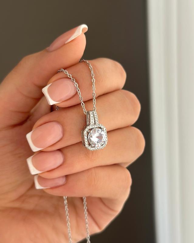 پلاک زنجیر جواهری سیلور