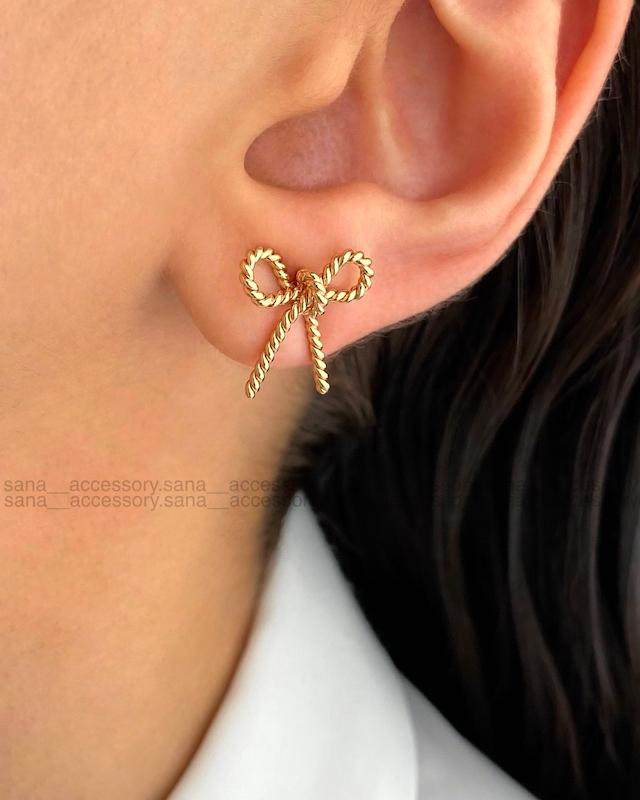 گوشواره میخی پاپیون طنابی ژوپینگ