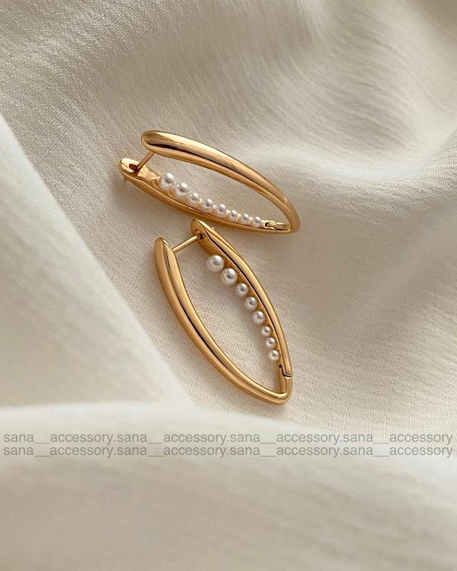 گوشواره هفتی آینه ای مرواریدی ژوپینگ
