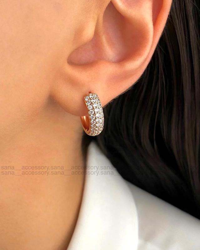 گوشواره حلقه فول نگین ژوپینگ