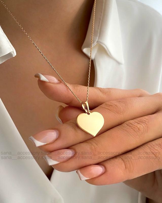 پلاک زنجیر قلب تخت آینه ای ژوپینگ