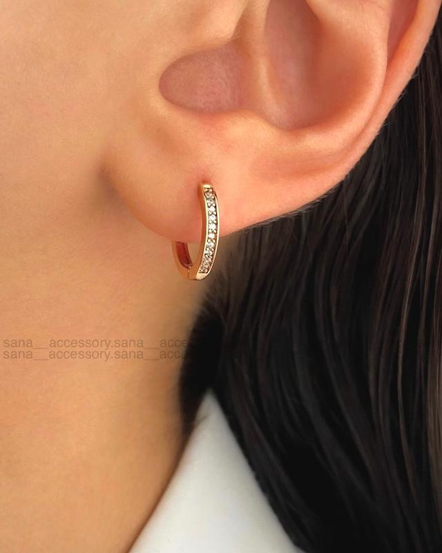 گوشواره حلقه ای تک لاین نگین ژوپینگ