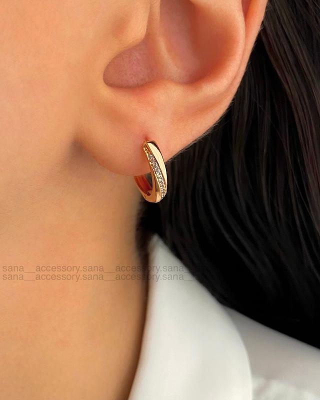 گوشواره حلقه نگین مورب ژوپینگ