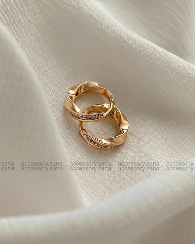 گوشواره حلقه مارپیچ نگین دار ژوپینگ