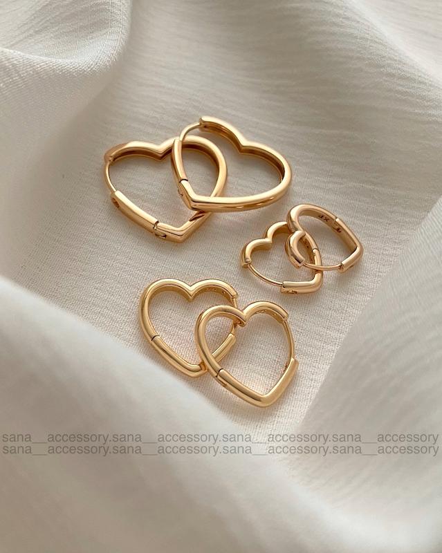 گوشواره قلب دو بعدی سه سایزی ژوپینگ