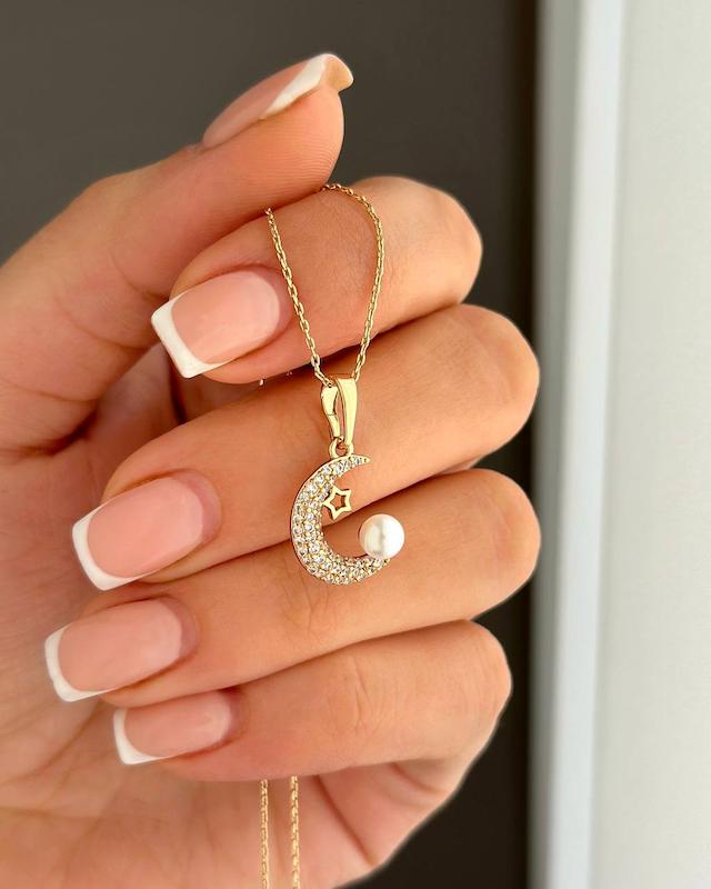 پلاک مرواریدی ماه و ستاره ژوپینگ