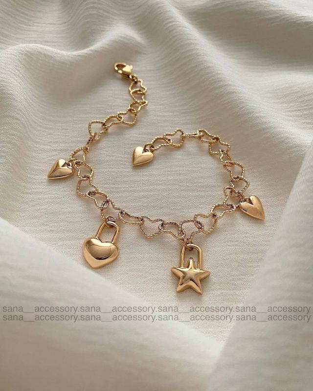 دستبند قلبی پنج آویز ژوپینگ