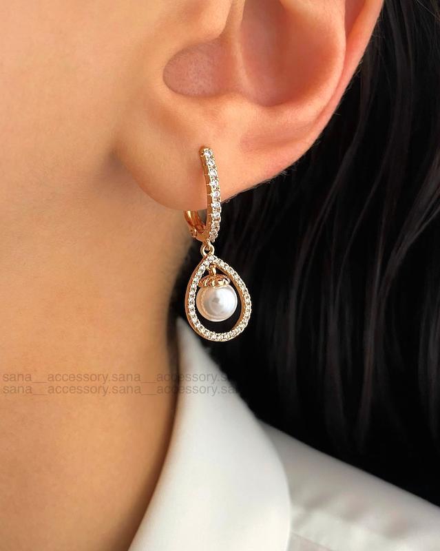 گوشواره آویز اشک مروارید ژوپینگ