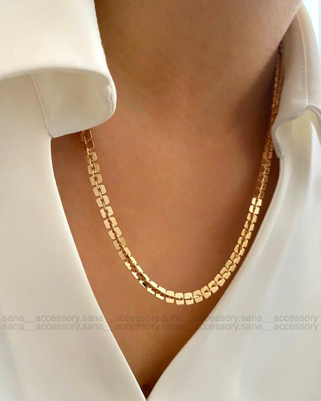 گردنبند آجری آینه ای ریز بافت ژوپینگ