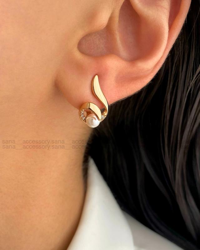 گوشواره ویرگول مرواریدی ژوپینگ