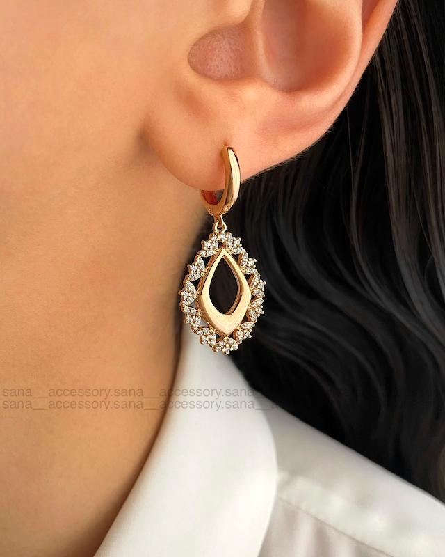 گوشواره لوزی مجلسی جواهری ژوپینگ