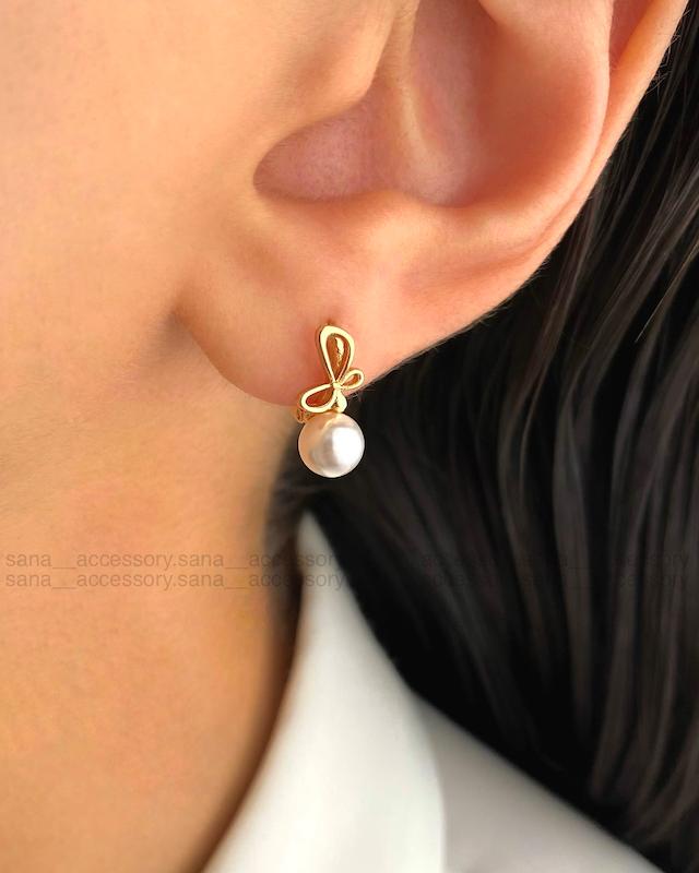 گوشواره پروانه تک مروارید ژوپینگ