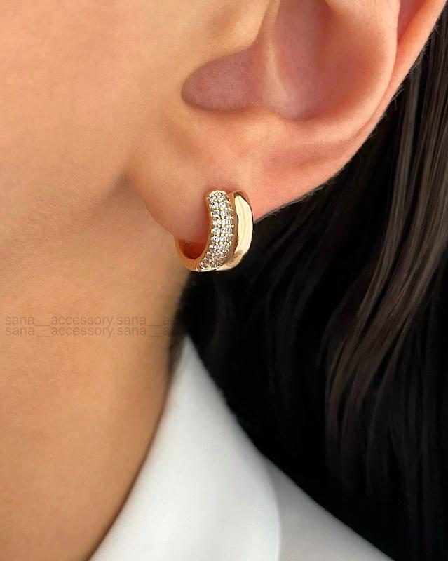 گوشواره گرد نیمه نگین ژوپینگ