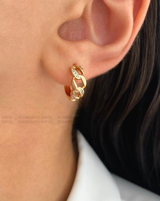 گوشواره حلقه کارتیر نیمه نگین ژوپینگ