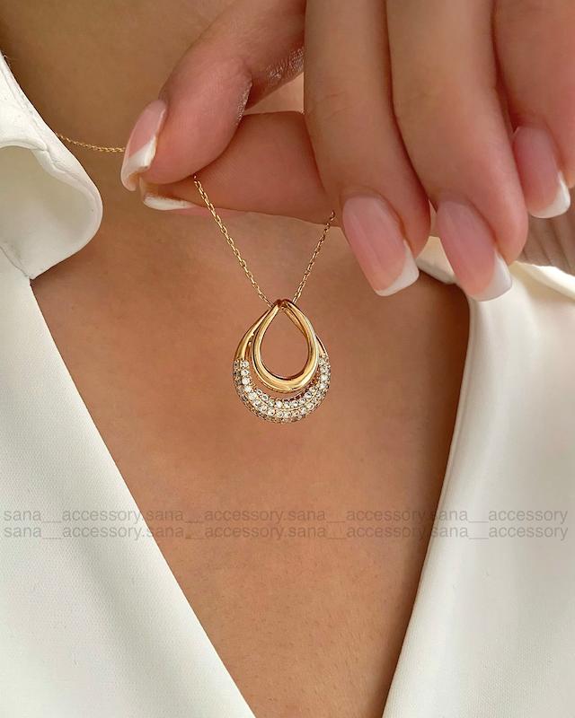 پلاک اشکی نیمه نگین ژوپینگ
