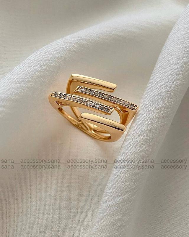 انگشتر چهار خط نیمه نگین ژوپینگ