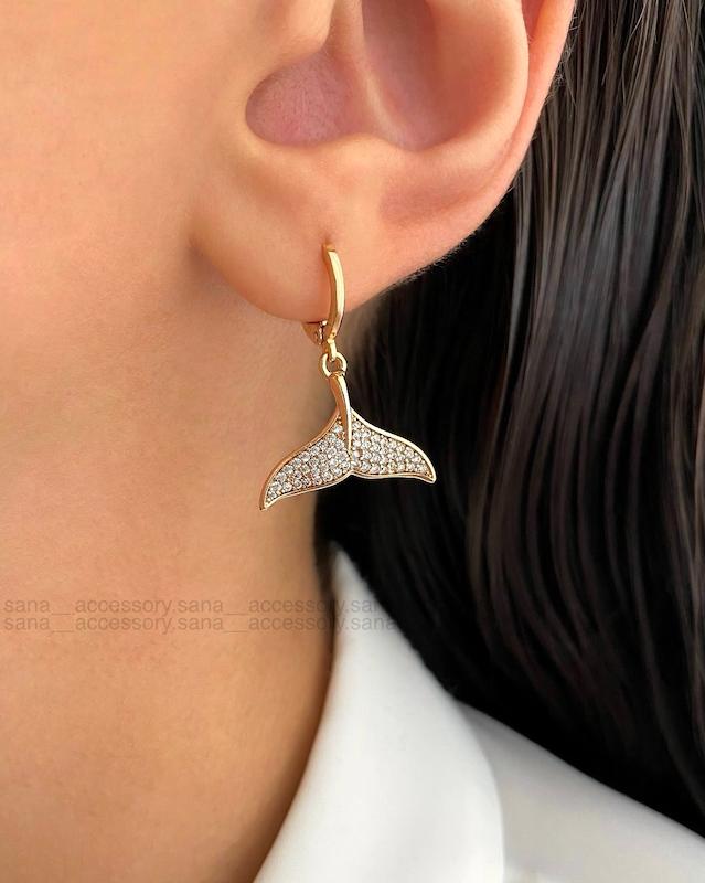 گوشواره دم وال تمام نگین ژوپینگ