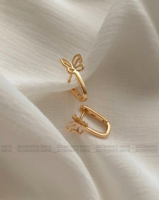 گوشواره پروانه آینه ای خطی ژوپینگ
