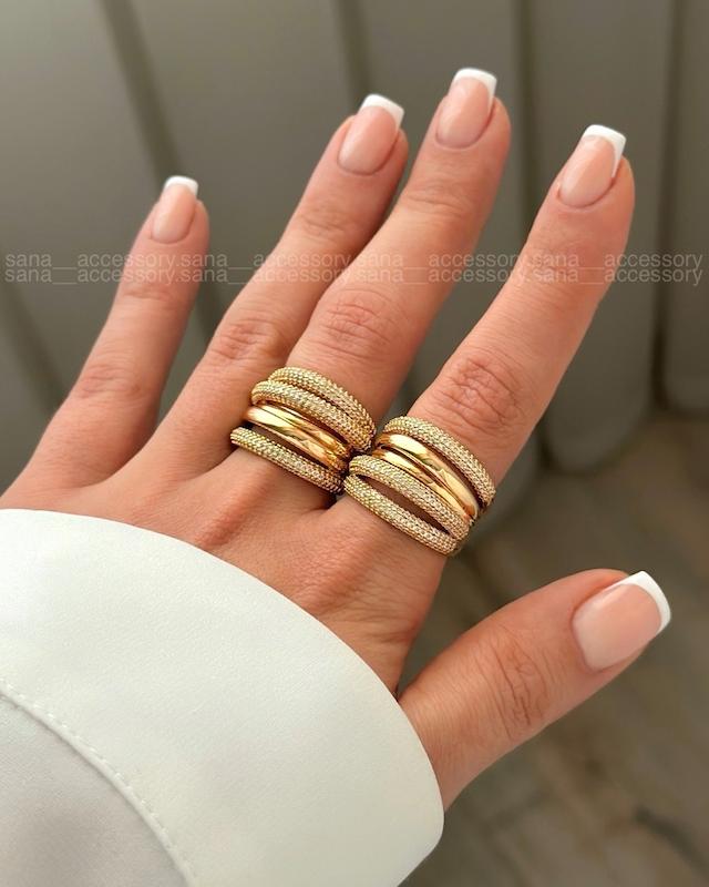 انگشتر چند رج نیمه نگین ژوپینگ