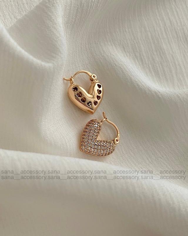 گوشواره قلب آینه ای رو نگین ژوپینگ