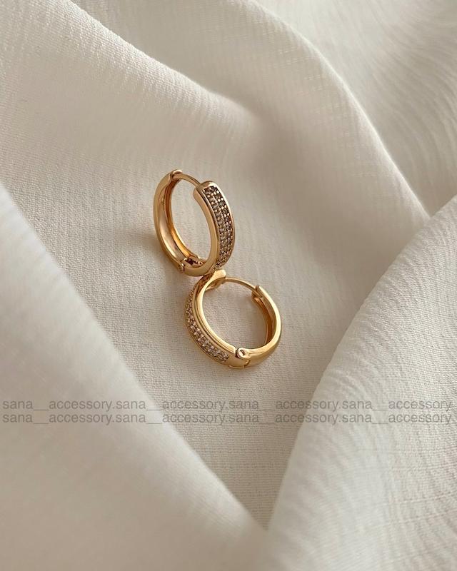 گوشواره حلقه ای دو لاین نگین ژوپینگ