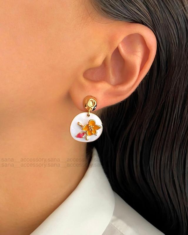 گوشواره میناکاری فلاور برجسته ژوپینگ