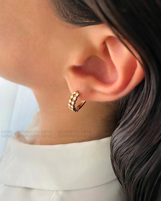 گوشواره حلقه ای دو لاین سکه ای ژوپینگ