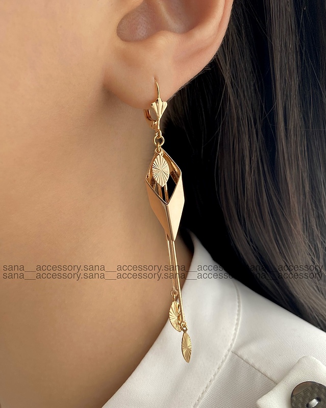 گوشواره آویز لوزی ژوپینگ