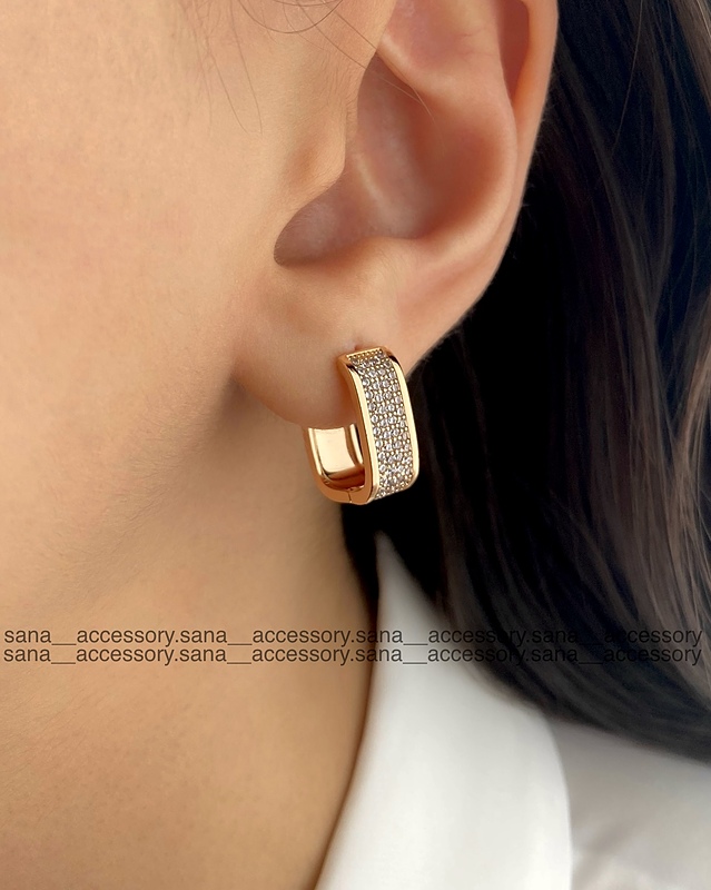 گوشواره مربع تمام نگین ژوپینگ