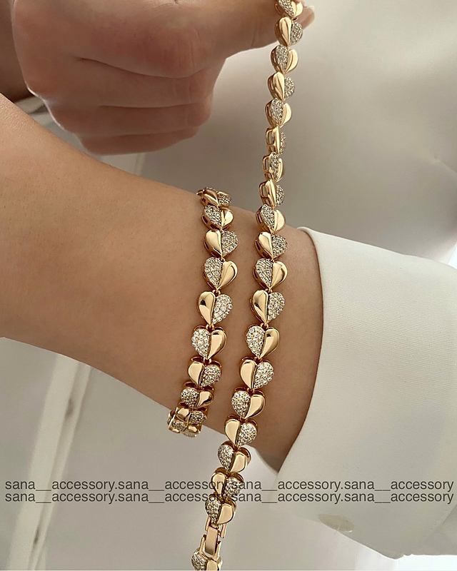 دستبند قلب نیمه نگین ژوپینگ