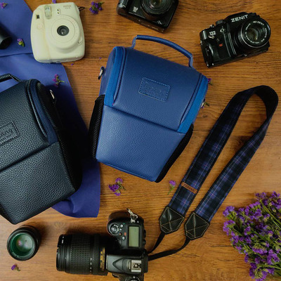 کیف دوربین پوزه ای آبی کاربنی ترنگ