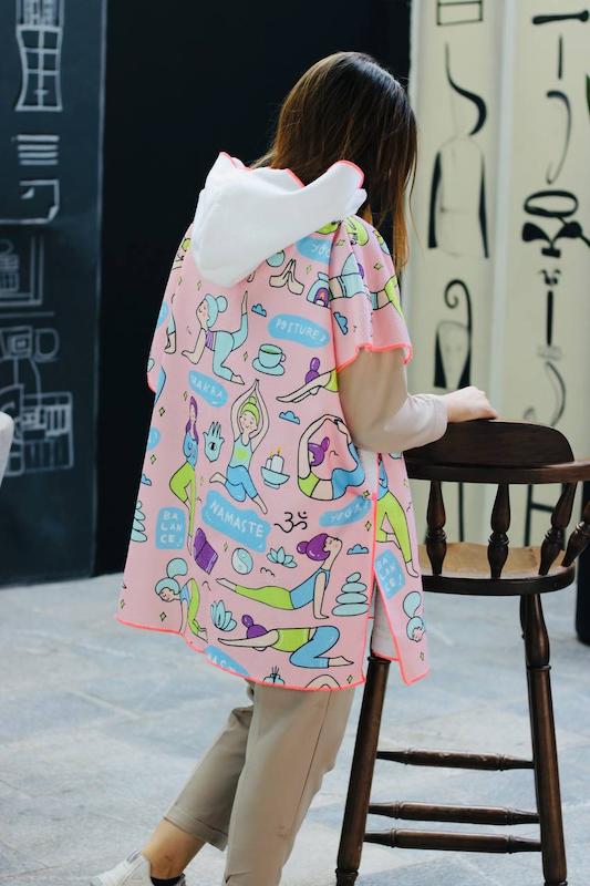 حوله پانچو طرح یوگایی تپل صورتی «yoga topol pink» | قد۷۵