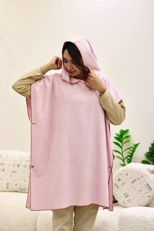 حوله پانچو رنگ «صورتی بخی» | قد۷۵ و ۹۰