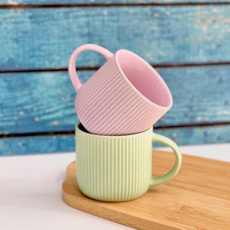 ماگ رنگی ساده راه راه  ٣٣٠ميل            