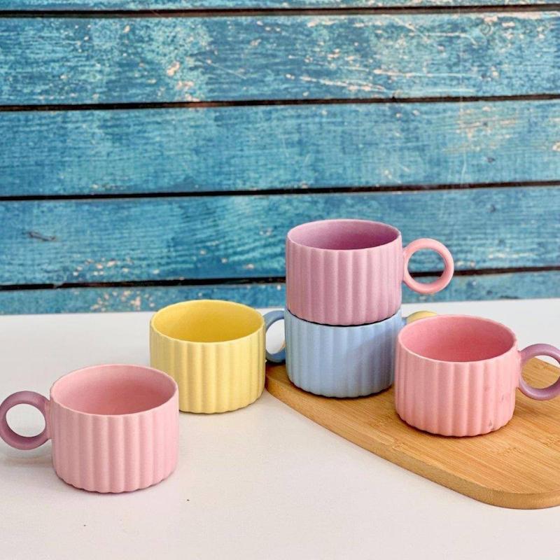 ماگ دسته رنگی راه راه ٤٠٠ميل