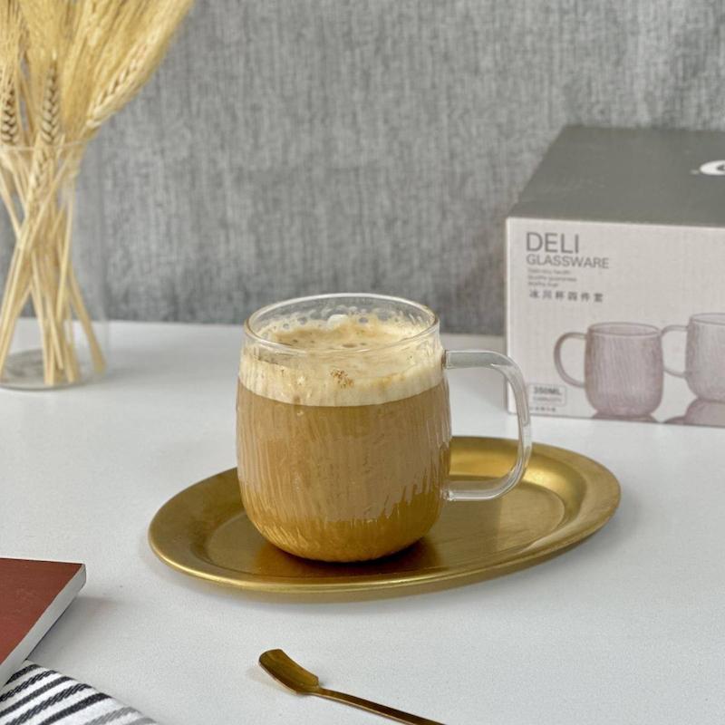 لیوان شیشه ای 4 تایی کپل ریشه ای ml 350 DELI