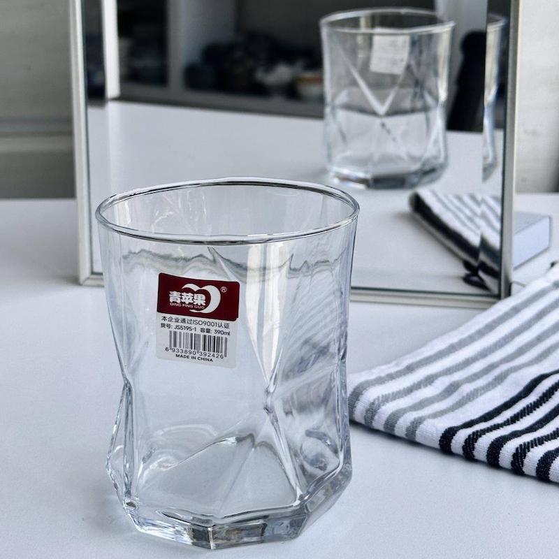 لیوان ۶تایی مچاله طرح کریستال 390 میل DELI | لیوان شیشه‌ای پذیرایی | فروشگاه نامارا