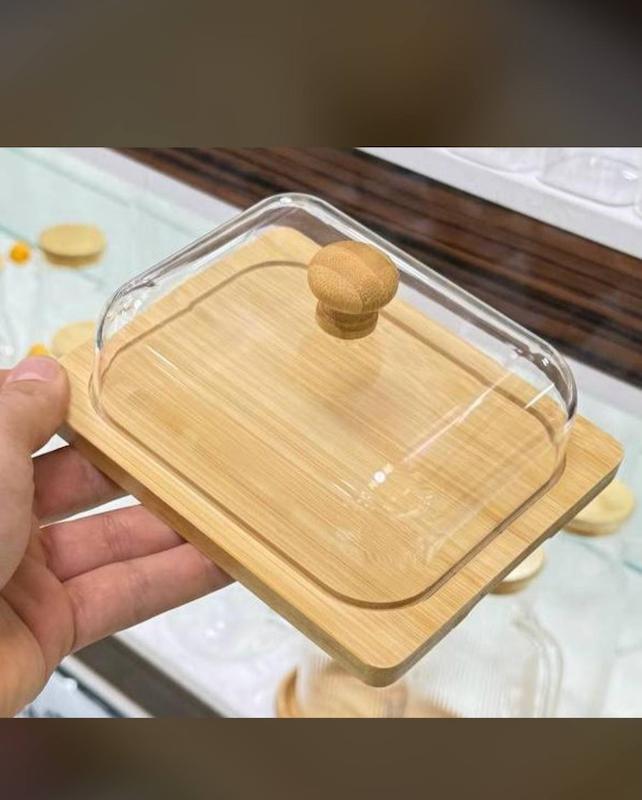 کرهخوری شیشهای Shengya با درب و پایه چوبی | فروشگاه نامارا