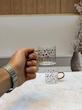 فنجان پیرکس دسته رنگی طرح قهوه | فنجان شیشه‌ای مناسب قهوه، چای و دمنوش