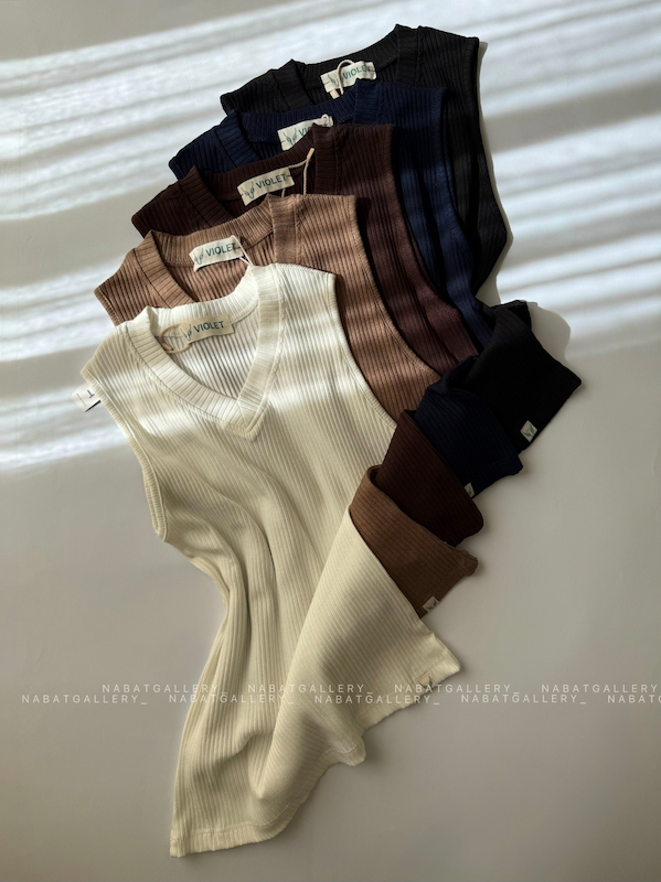تاپ یقه ۷ کبریتی نخ پنبه فری سایز