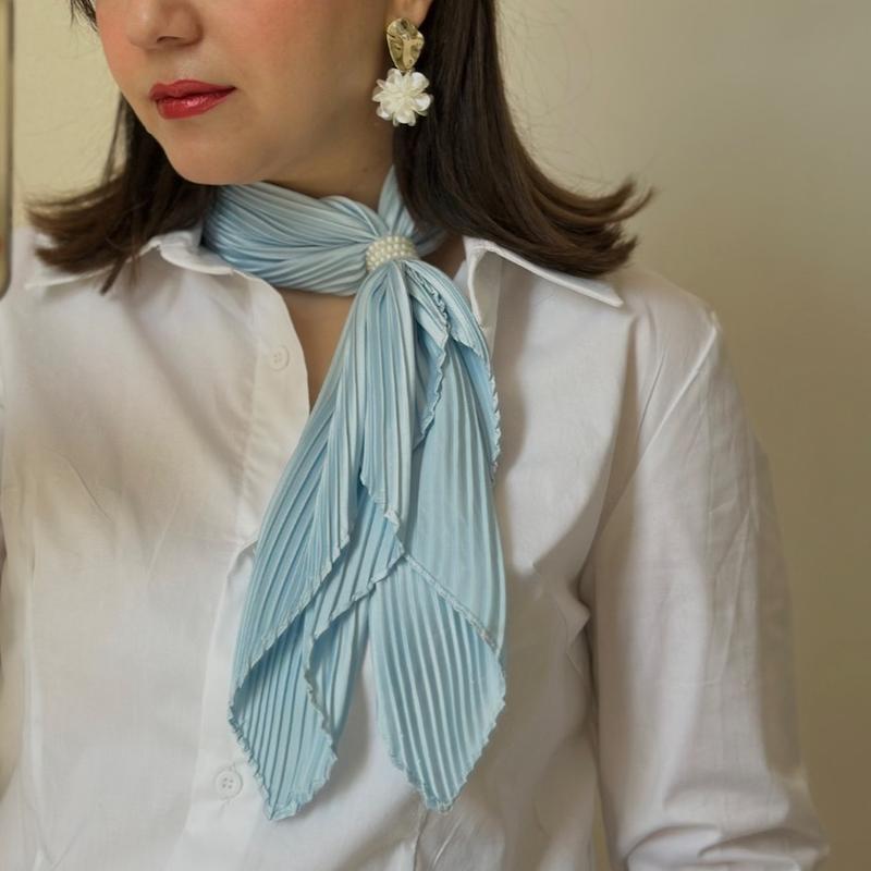 مینی اسکارف ساتن پلیسه ابی اسمانی