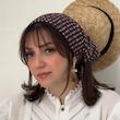 مینی اسکارف نخی توپ توپی پلیسه قهوه ای سفید