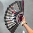 بادبزن پایه چوبی سایز بزرگ دورو