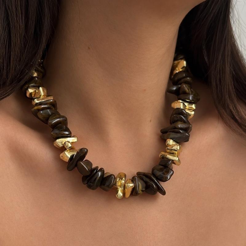 گردنبند رزینی فشن تابستانه قهوه ای