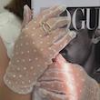 دستکش توری کوتاه سفید خال خالی