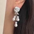 گوشواره جواهری گل با اویز مروارید