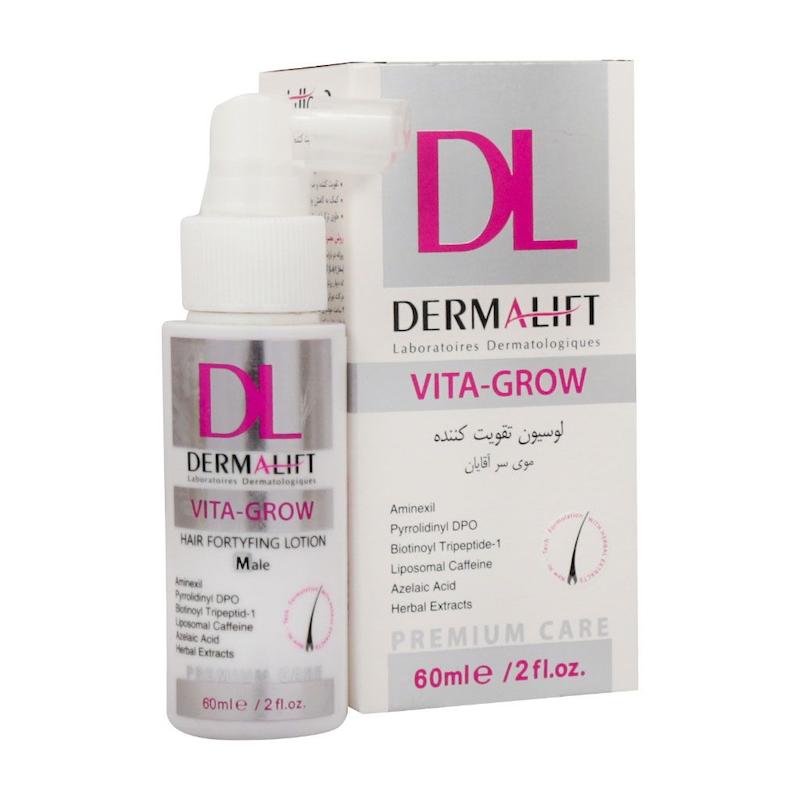 لوسیون تقویت کننده مو سر آقایان درمالیفت مدل Vita Grow حجم 60 میلی لیتر