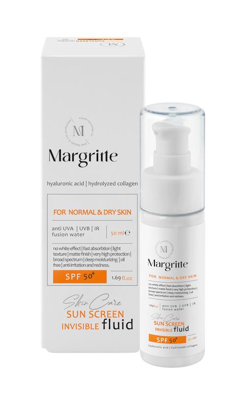 فلوئید ضد آفتاب ساده حجم 50 میلی لیتر SPF50+ مارگریت پوست خشک