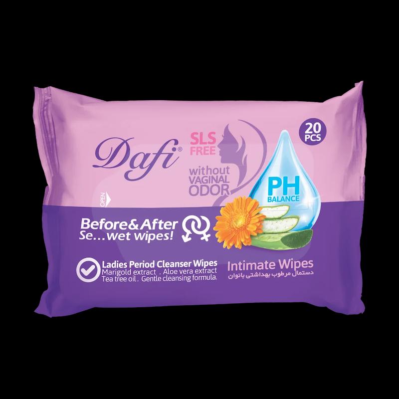 دستمال مرطوب بهداشتی دافی مدل لیدیز - بسته 20 عددی