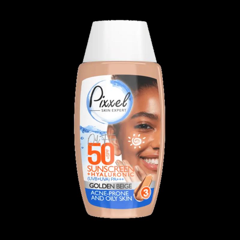 کرم ضدآفتاب رنگ بژ طلایی مناسب پوست جوشدار و چرب پیکسل